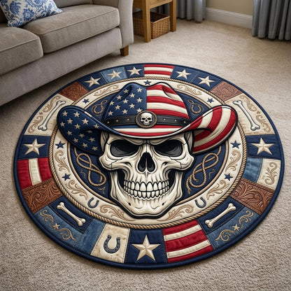 Patriotic Skull Quilted Round Mat GFTONMU1871