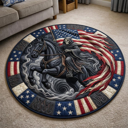 Patriotic Skull Quilted Round Mat GFTONMU1872