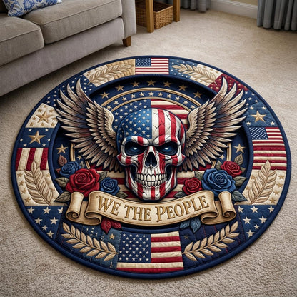 Patriotic Skull Quilted Round Mat GFTONMU1873