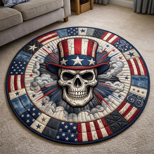 Patriotic Skull Quilted Round Mat GFTONMU1874