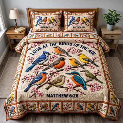 Christian Bird 3-Piece Quilted Bedding Set GFTONMU1880