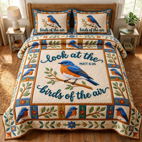 Christian Bird 3-Piece Quilted Bedding Set GFTONMU1881