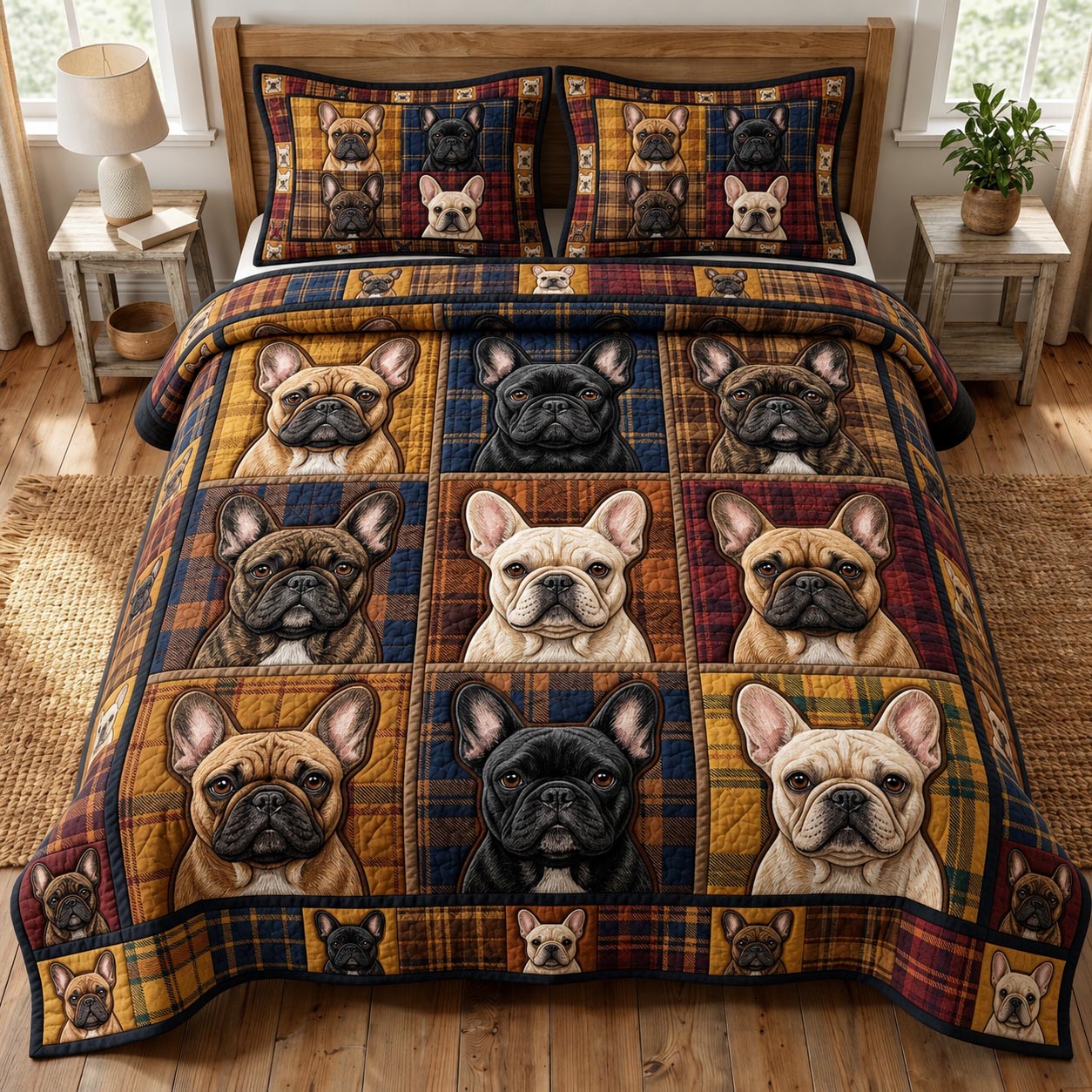 French Bulldog 3-Piece Quilted Bedding Set GFTONMU1882