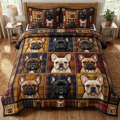 French Bulldog 3-Piece Quilted Bedding Set GFTONMU1882