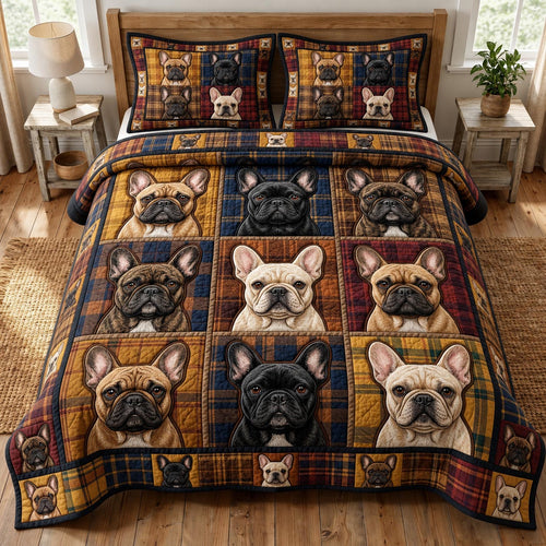 French Bulldog 3-Piece Quilted Bedding Set GFTONMU1882