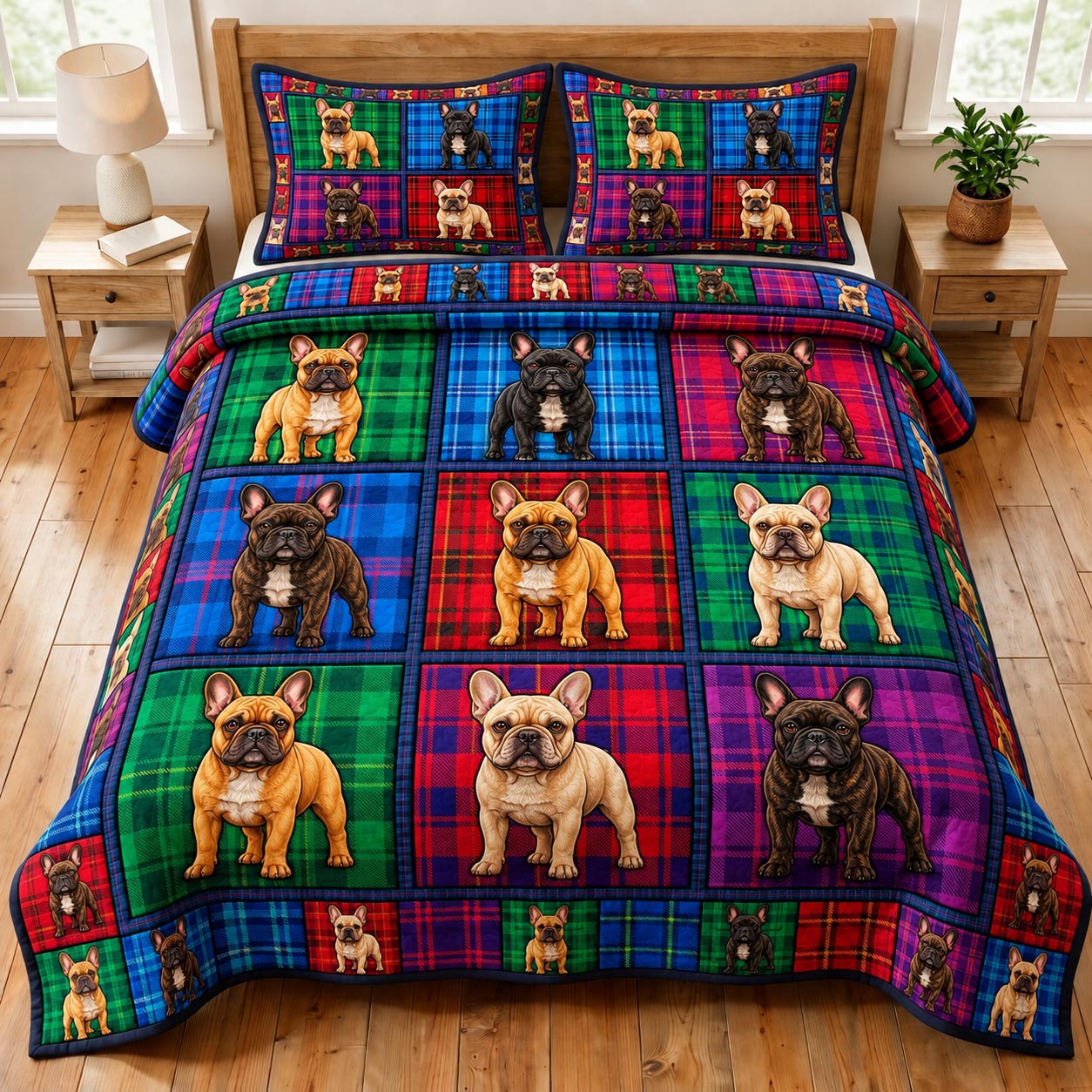 French Bulldog 3-Piece Quilted Bedding Set GFTONMU1883