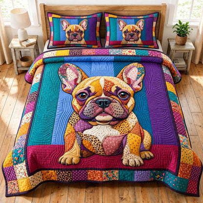 French Bulldog 3-Piece Quilted Bedding Set GFTONMU1884