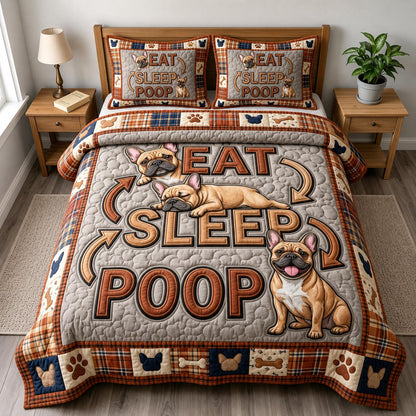 French Bulldog 3-Piece Quilted Bedding Set GFTONMU1886