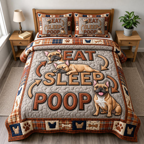 French Bulldog 3-Piece Quilted Bedding Set GFTONMU1886
