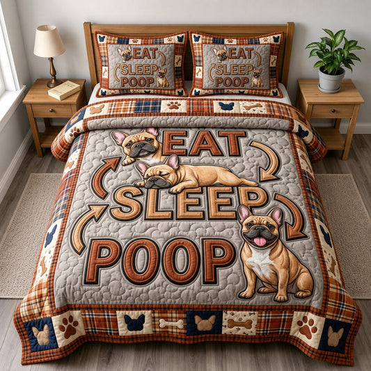French Bulldog 3-Piece Quilted Bedding Set GFTONMU1886