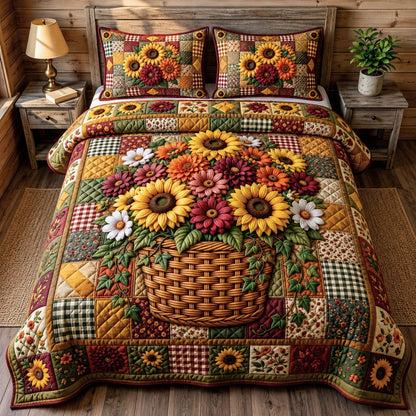 Flower Garden 3-Piece Quilted Bedding Set GFTONMU1909