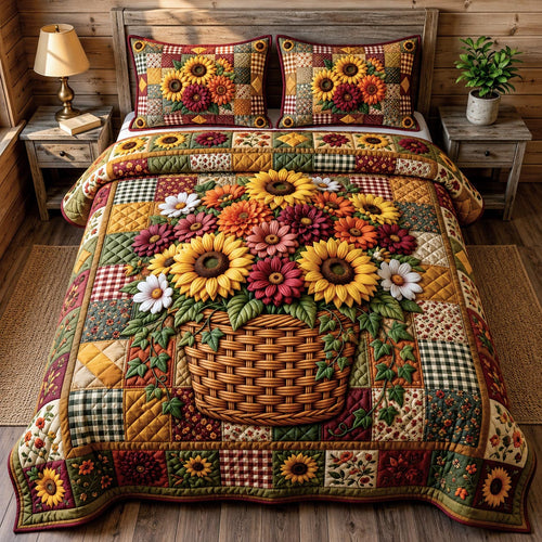Flower Garden 3-Piece Quilted Bedding Set GFTONMU1909