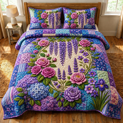 Flower Garden 3-Piece Quilted Bedding Set GFTONMU1911