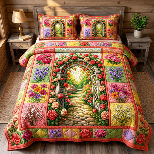 Flower Garden 3-Piece Quilted Bedding Set GFTONMU1916
