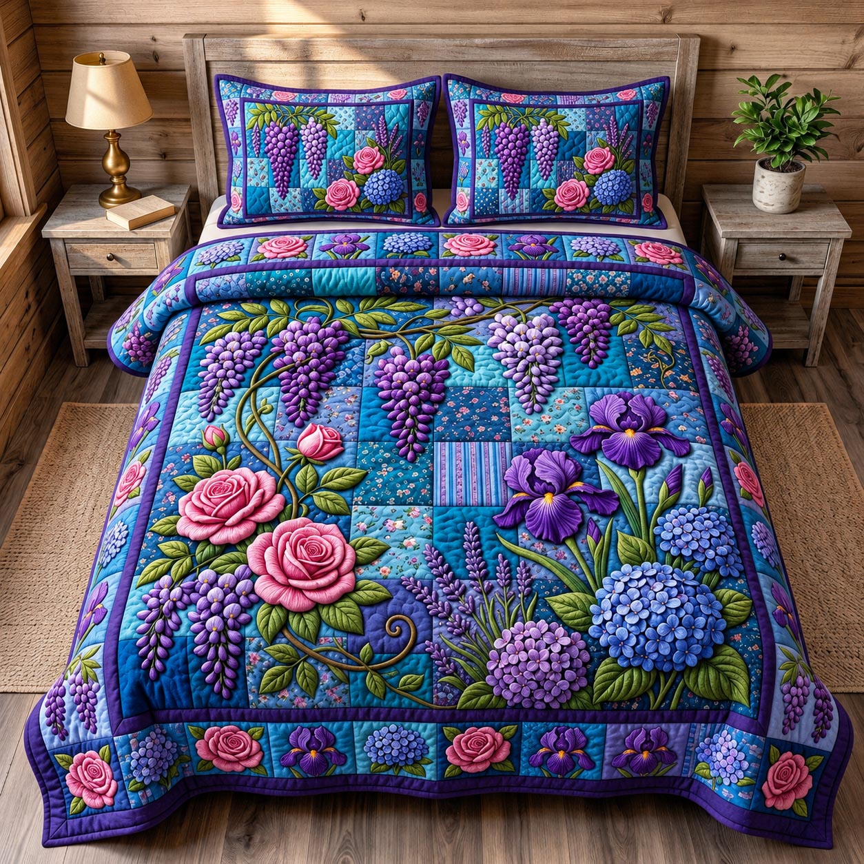 Flower Garden 3-Piece Quilted Bedding Set GFTONMU1917
