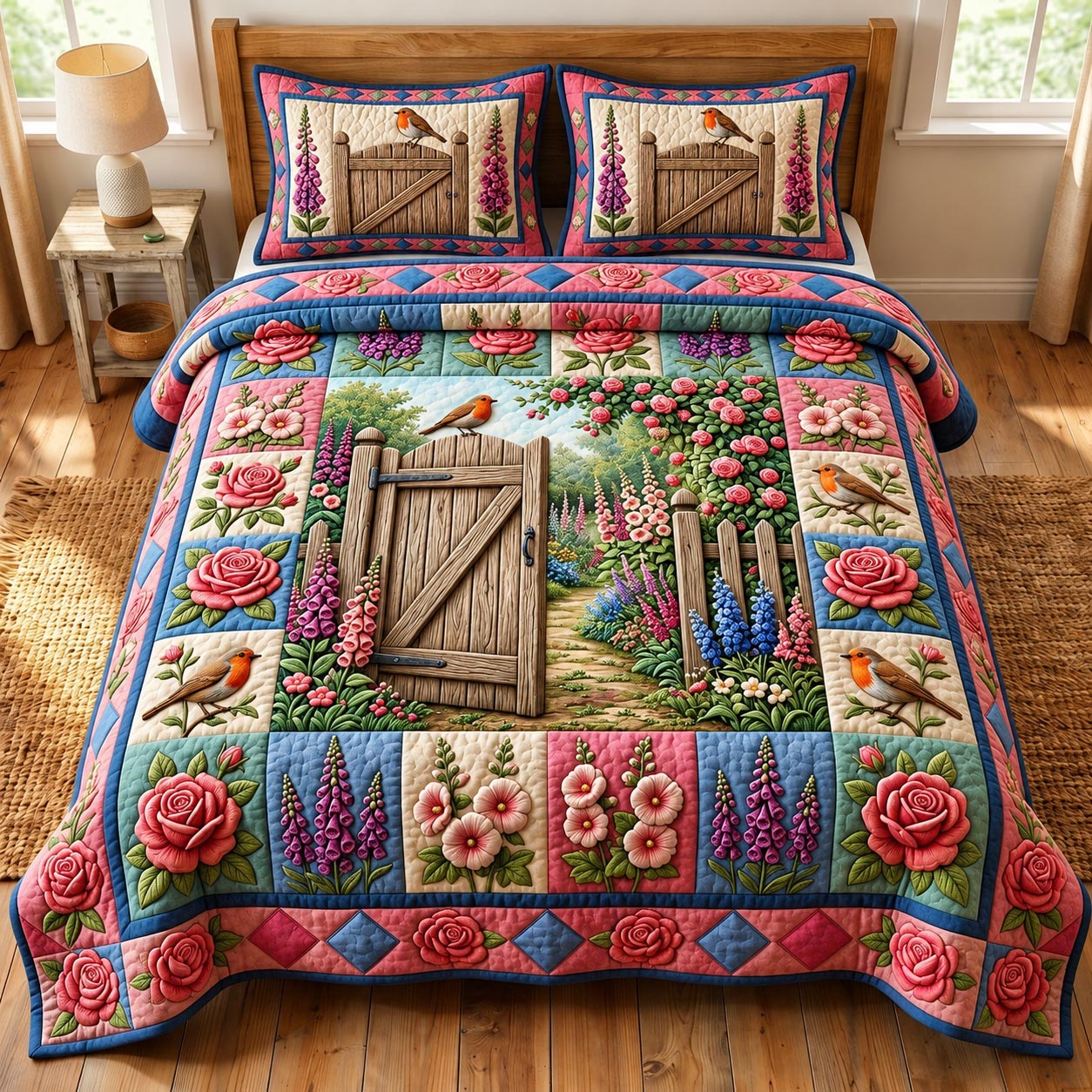 Flower Garden 3-Piece Quilted Bedding Set GFTONMU1920