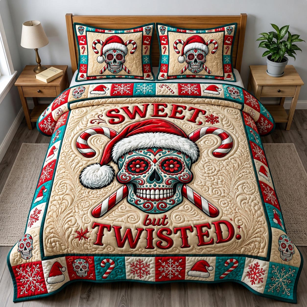 Merry Gothmas 3-Piece Quilted Bedding Set GFTONMU1922