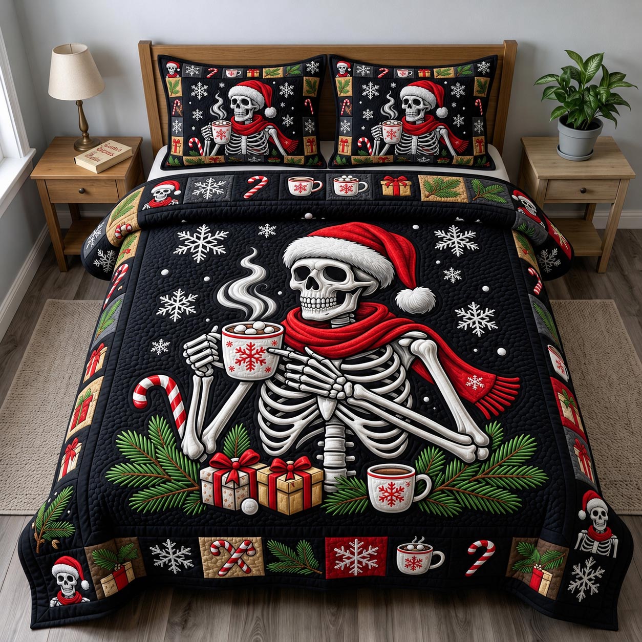 Merry Gothmas 3-Piece Quilted Bedding Set GFTONMU1925