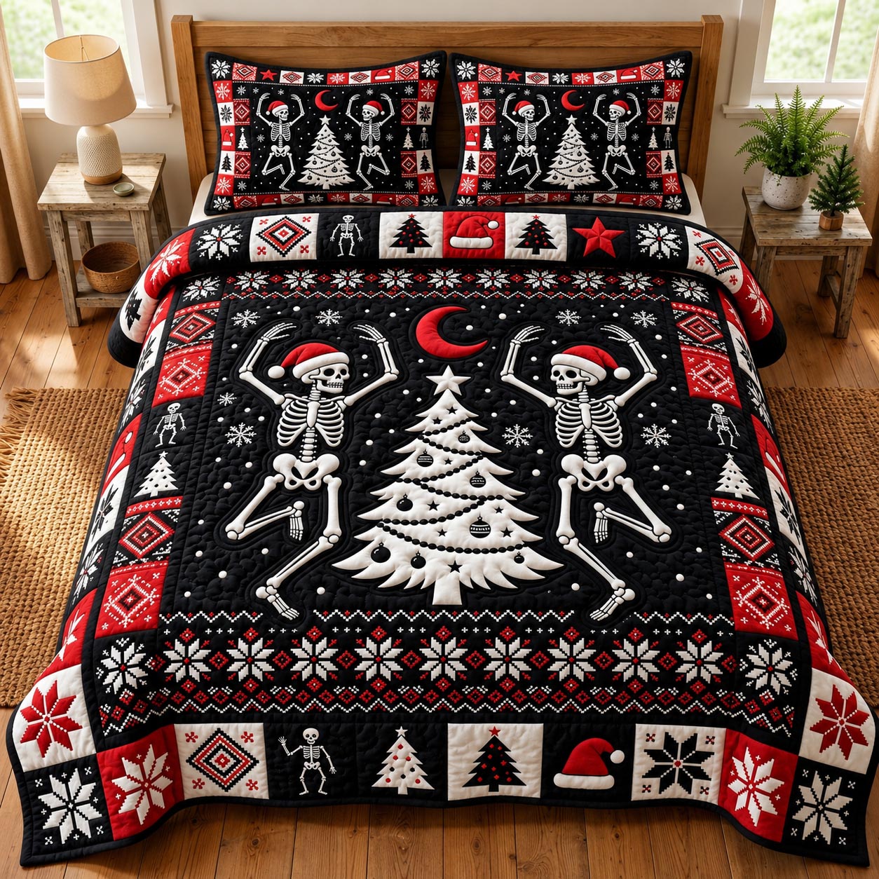 Merry Gothmas 3-Piece Quilted Bedding Set GFTONMU1926
