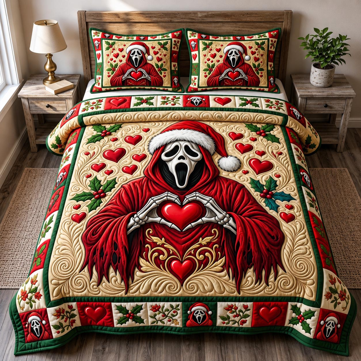 Merry Gothmas 3-Piece Quilted Bedding Set GFTONMU1927