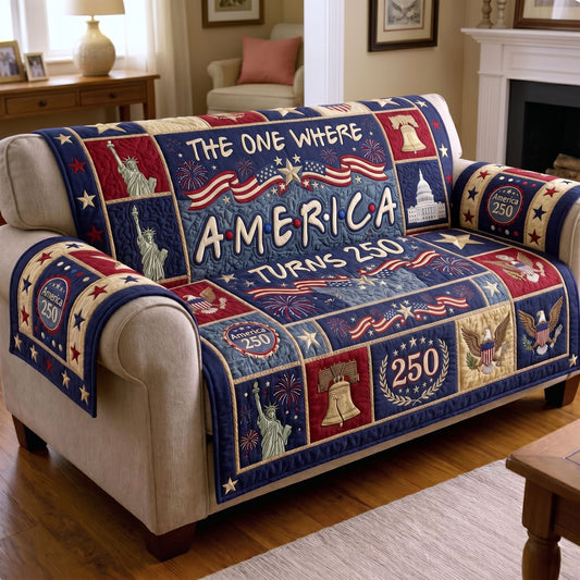 American Pride Quilted Sofa Cover GFTONMU195