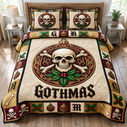 Merry Gothmas 3-Piece Quilted Bedding Set GFTONMU1950