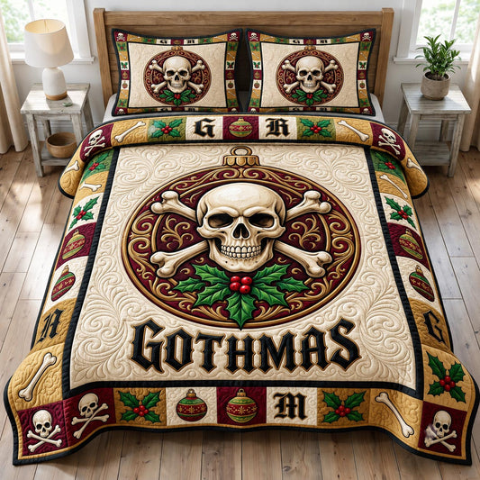 Merry Gothmas 3-Piece Quilted Bedding Set GFTONMU1950