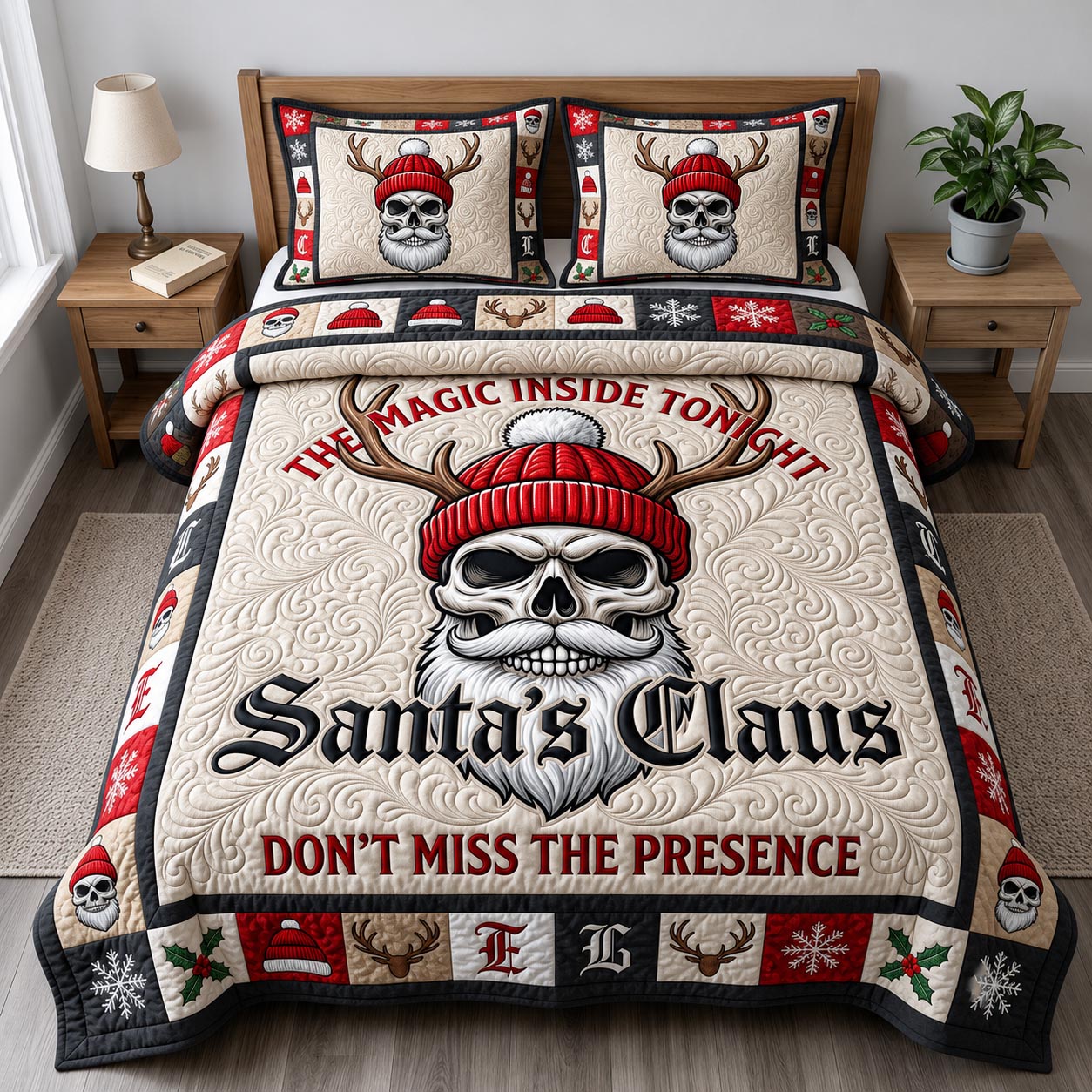 Merry Gothmas 3-Piece Quilted Bedding Set GFTONMU1951