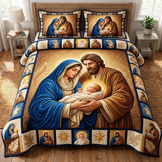 Nativity Scene 3-Piece Quilted Bedding Set GFTONMU1984