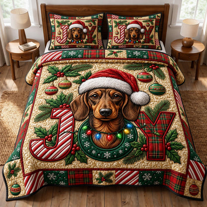 Christmas Dachshund 3-Piece Quilted Bedding Set GFTONMU2024