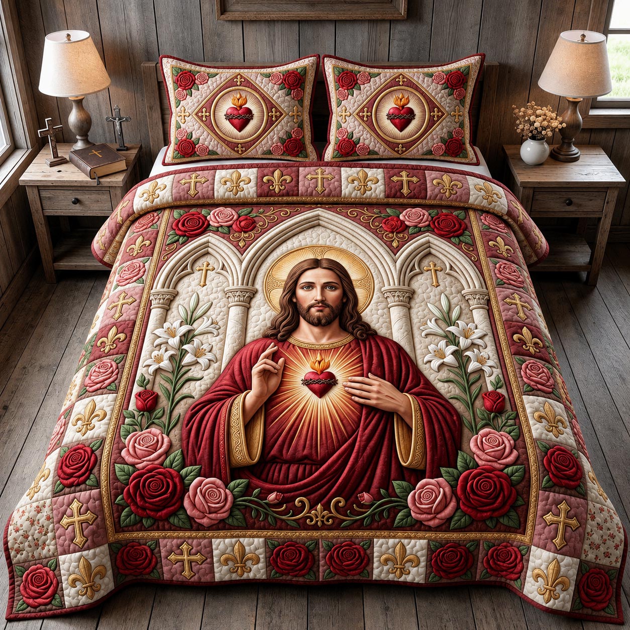 Jesus Christ 3-Piece Quilted Bedding Set GFTONMU2051