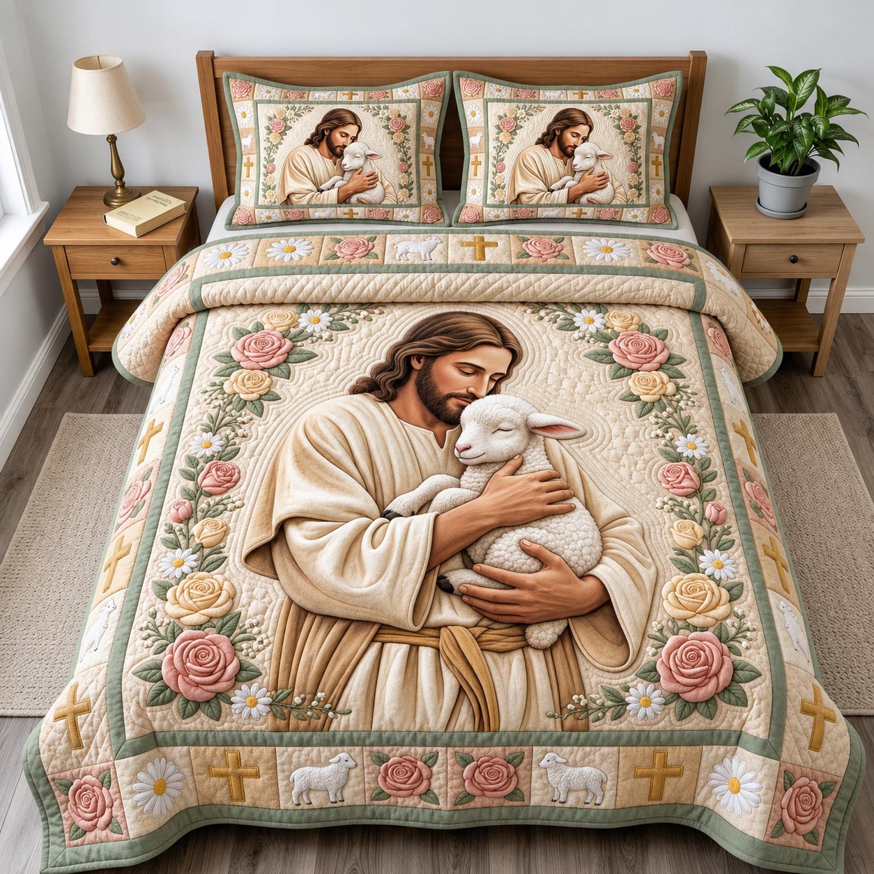 Jesus Christ 3-Piece Quilted Bedding Set GFTONMU2053