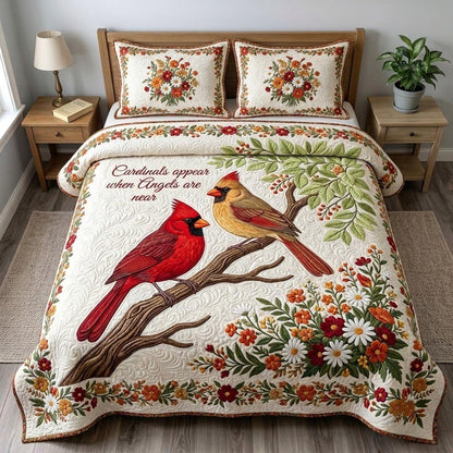 Red Cardinal 3-Piece Quilted Bedding Set GFTONMU2060