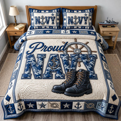 Navy Veteran 3-Piece Quilted Bedding Set GFTONMU2075