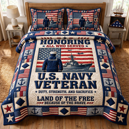 Navy Veteran 3-Piece Quilted Bedding Set GFTONMU2077