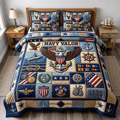 Navy Veteran 3-Piece Quilted Bedding Set GFTONMU2081