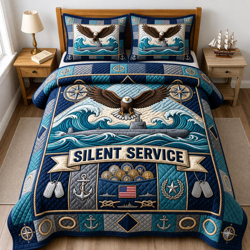 Navy Veteran 3-Piece Quilted Bedding Set GFTONMU2085