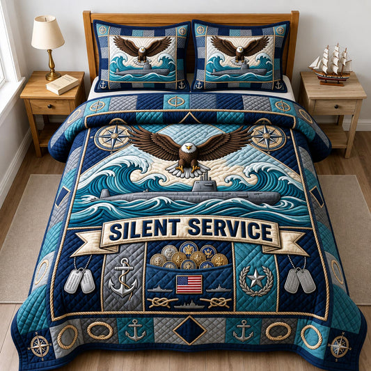 Navy Veteran 3-Piece Quilted Bedding Set GFTONMU2085