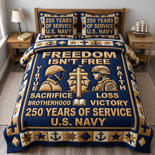 Navy Veteran 3-Piece Quilted Bedding Set GFTONMU2087