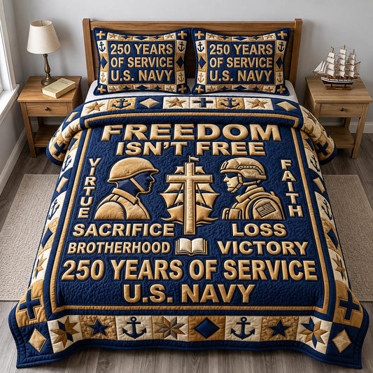 Navy Veteran 3-Piece Quilted Bedding Set GFTONMU2087