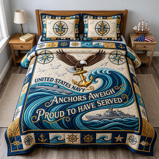 Navy Veteran 3-Piece Quilted Bedding Set GFTONMU2088