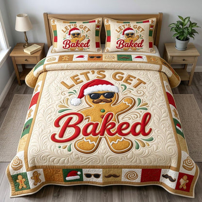 Gingerbread Man 3-Piece Quilted Bedding Set GFTONMU2158