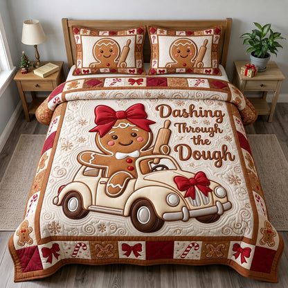 Gingerbread Man 3-Piece Quilted Bedding Set GFTONMU2159