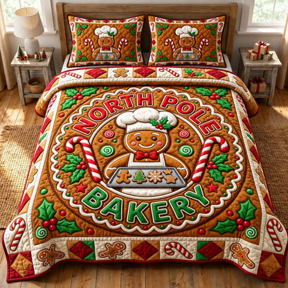 Gingerbread Man 3-Piece Quilted Bedding Set GFTONMU2160