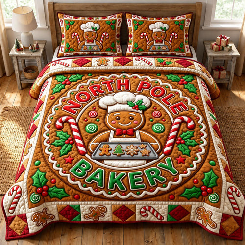 Gingerbread Man 3-Piece Quilted Bedding Set GFTONMU2160