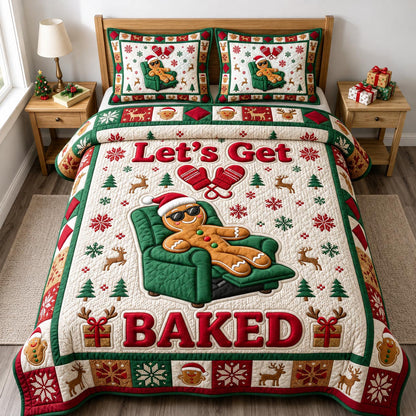 Gingerbread Man 3-Piece Quilted Bedding Set GFTONMU2161