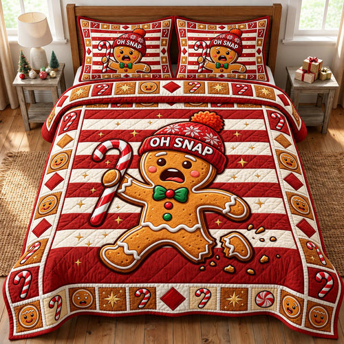 Gingerbread Man 3-Piece Quilted Bedding Set GFTONMU2162