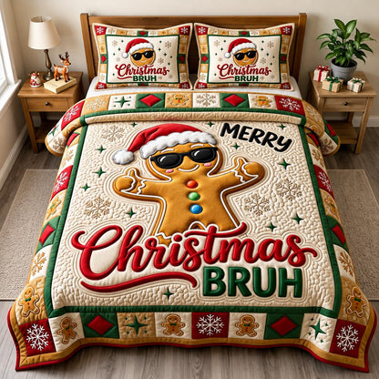 Gingerbread Man 3-Piece Quilted Bedding Set GFTONMU2163