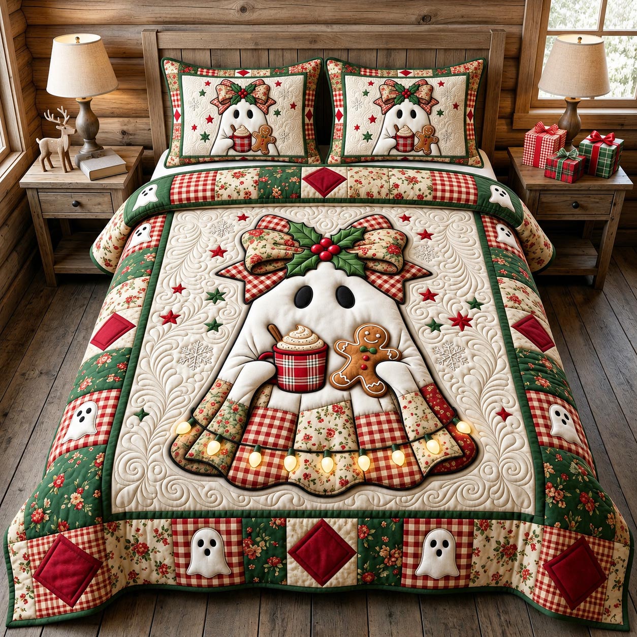 Christmas Ghost 3-Piece Quilted Bedding Set GFTONMU2197