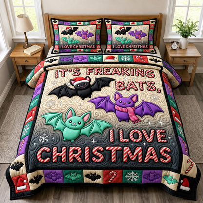 Christmas Bat 3-Piece Quilted Bedding Set GFTONMU2202